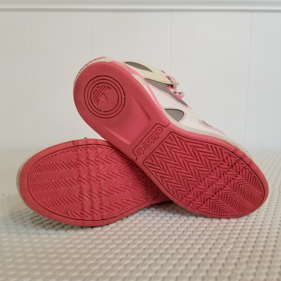 Adidas Women Size 8.5 Pink White Gray Velcro Hightop Roundhouse Sneakers - Picture 11 of 13